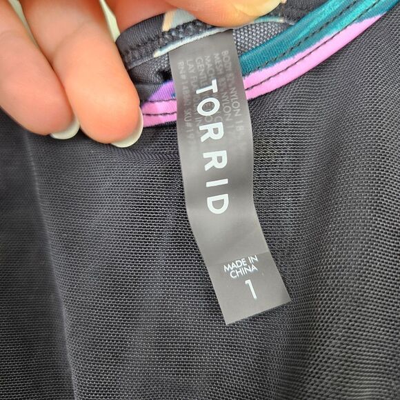 NWT Torrid Mesh High Neck One-Piece Swimsuit. Multi-Colored 1X - Picture 12 of 15